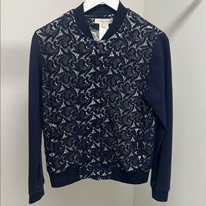 Paul & Joe Navy Lace Bomber Jacket